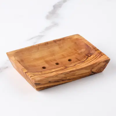 olive wood rectangular shape soap holder