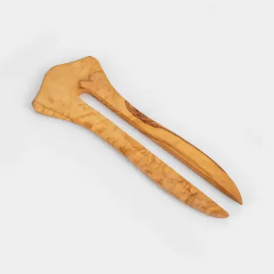 olive wood dual tooth hair pin