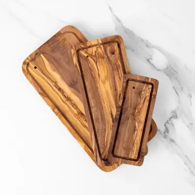 olive wood rectangular board with juice groove (laminated)