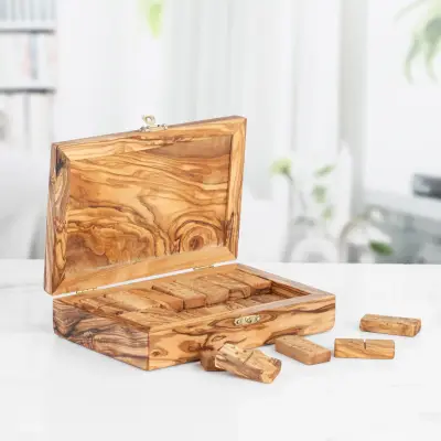 olive wood dominos set with keeping box