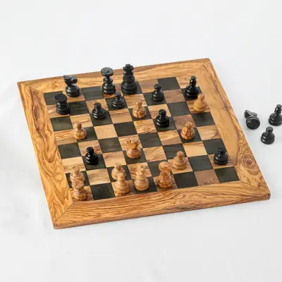 olive wood regular square chess board
