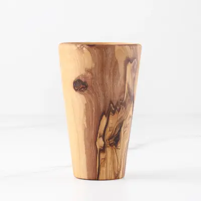 olive wood cylindrical drinking cup