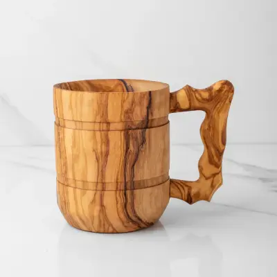 olive wood beer tankard