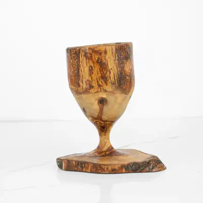 olive wood pen holder with rustic base