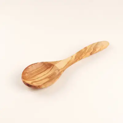 olive wood round bowl rice ladle