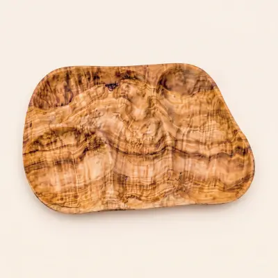 olive wood 4 sections irregular shape dish