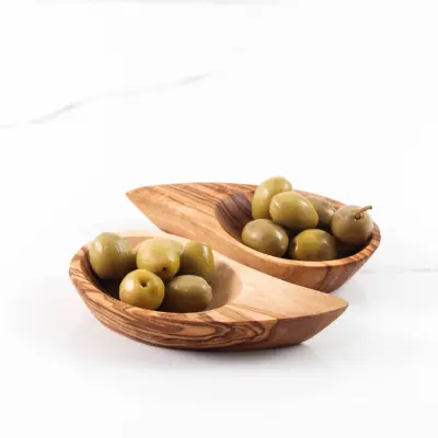 olive wood teardrop shape dish