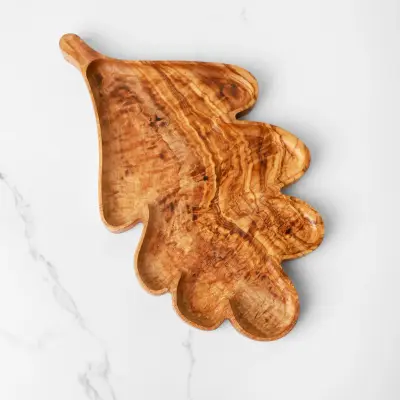 olive wood leaf shape charcuterie tray