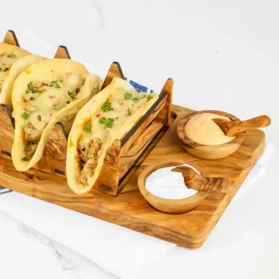 olive wood tacos holder & serving tray