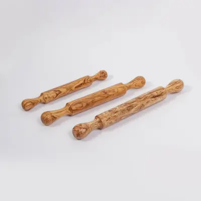 olive wood rolling pin with handles