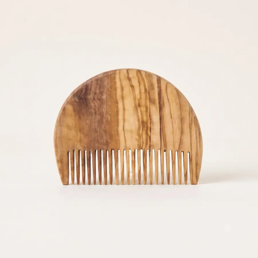 olive wood half circle shape comb