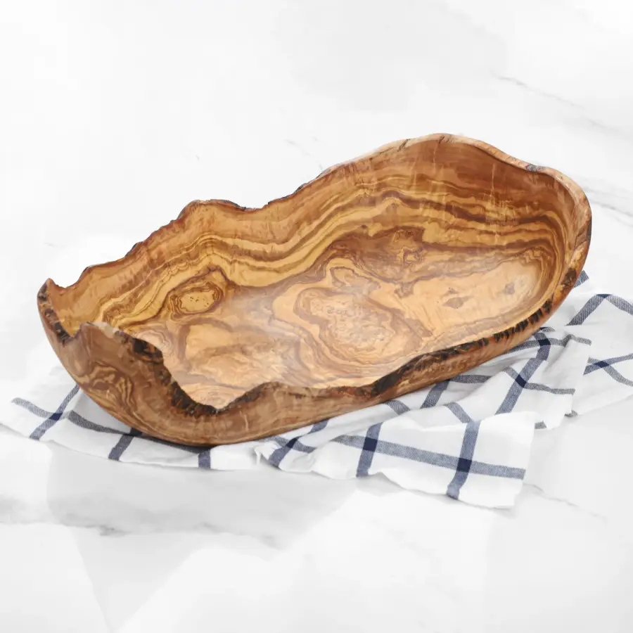 olive wood rustic fruit bowl