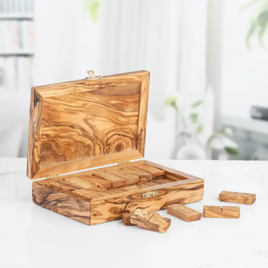 olive wood dominos set with keeping box