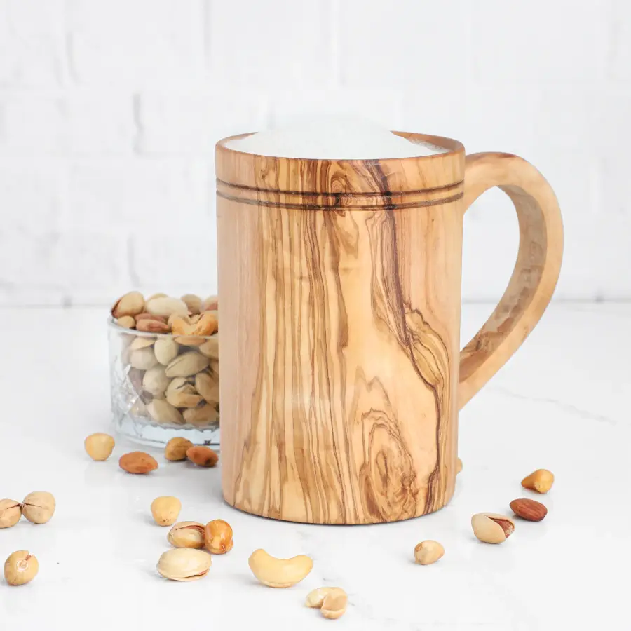 olive wood large mug with handle