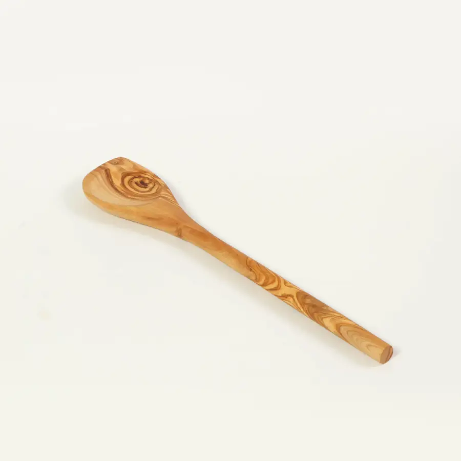 olive wood corner spoon with rounded handle