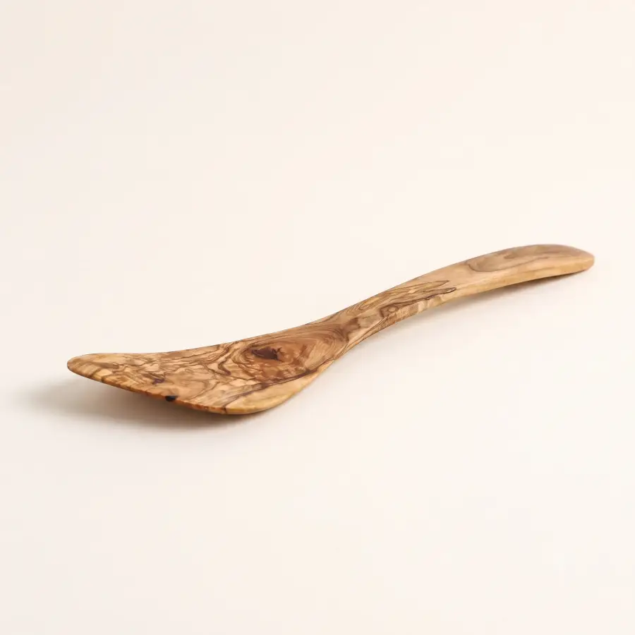 olive wood curved corner spatula