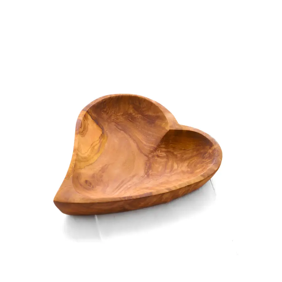 olive wood heart shaped dish