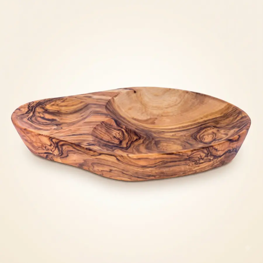 olive wood 2 sections dish