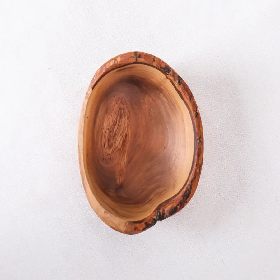olive wood irregular shape rustic bowl