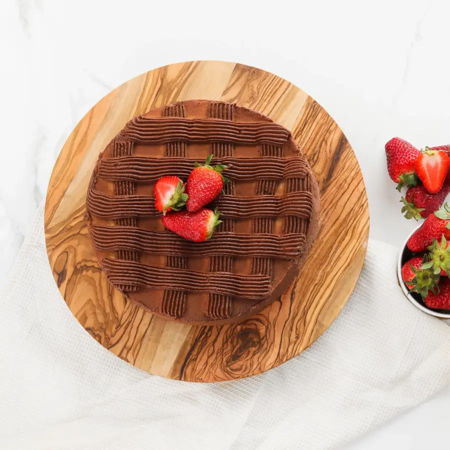 olive wood lazy susan cake tray