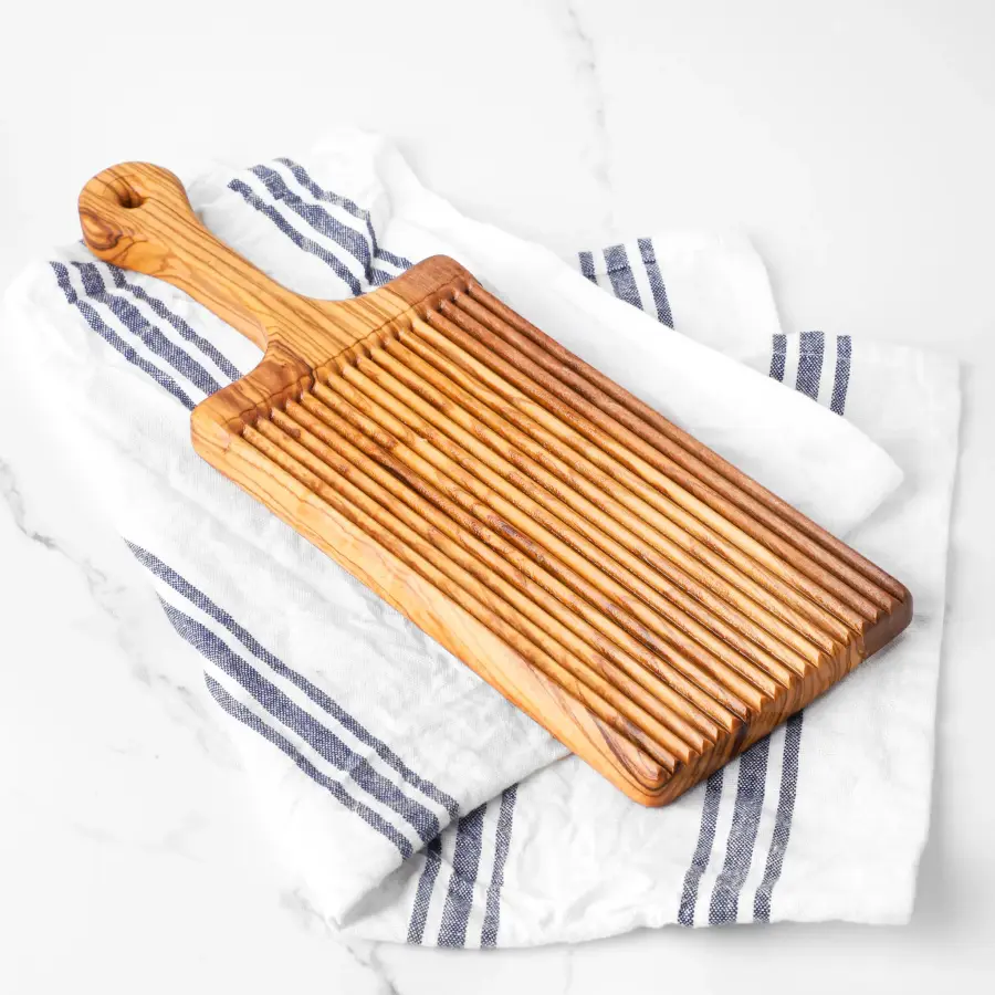 olive wood gnocchi textured pasta board