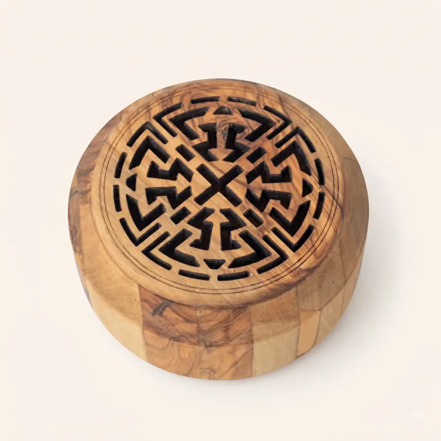 olive wood incense burner