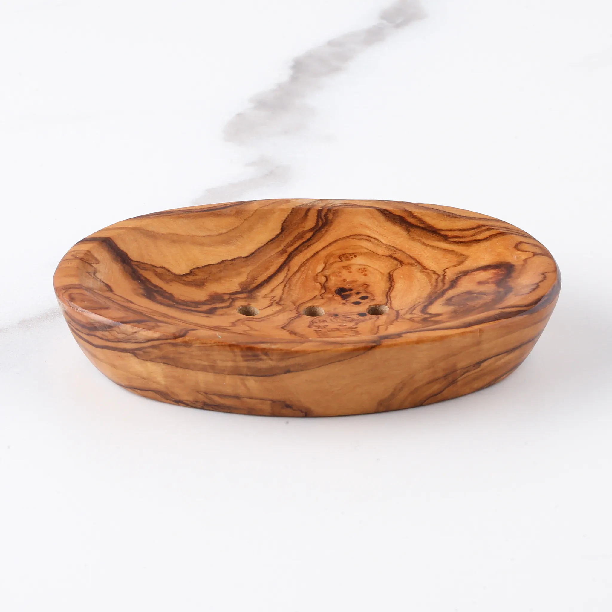 olive wood oval shape soap holder