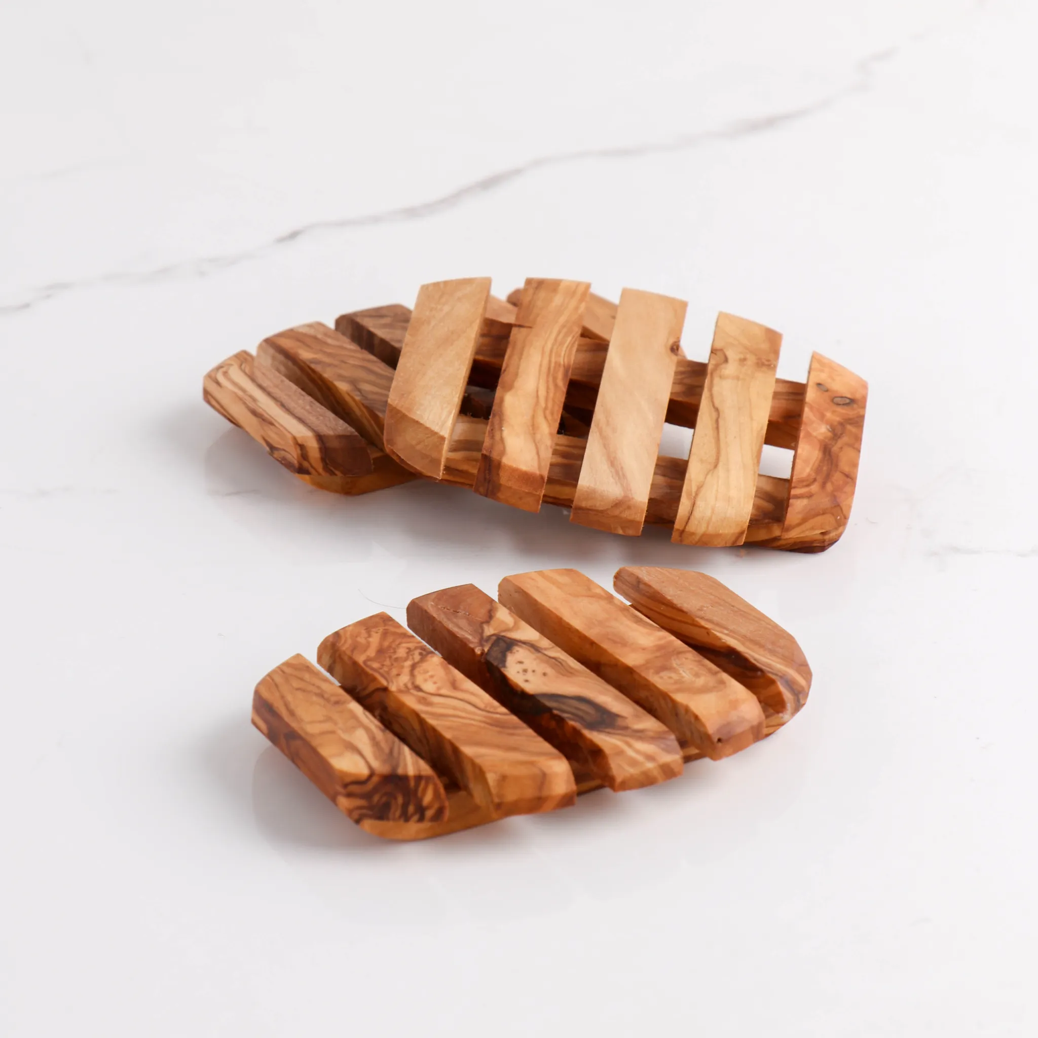 olive wood oval shape laminated soap holder