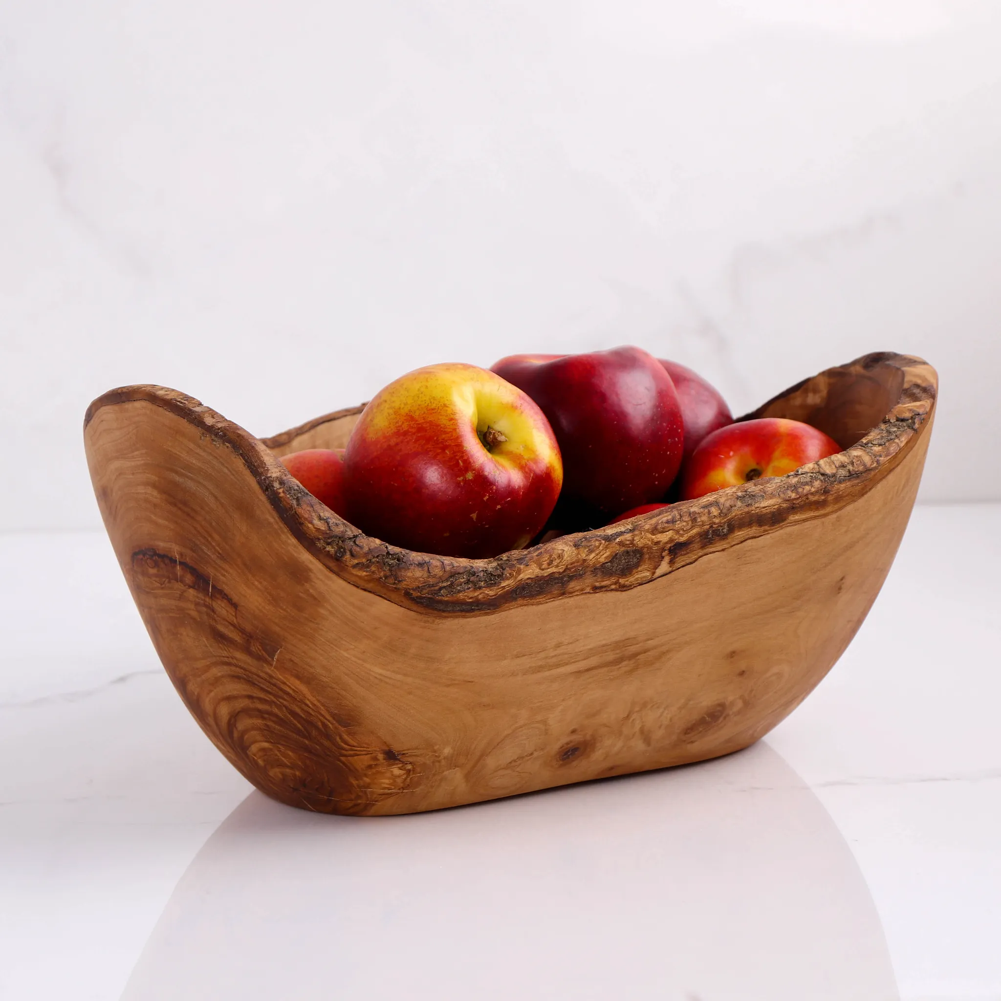 olive wood rustic fruit bowl