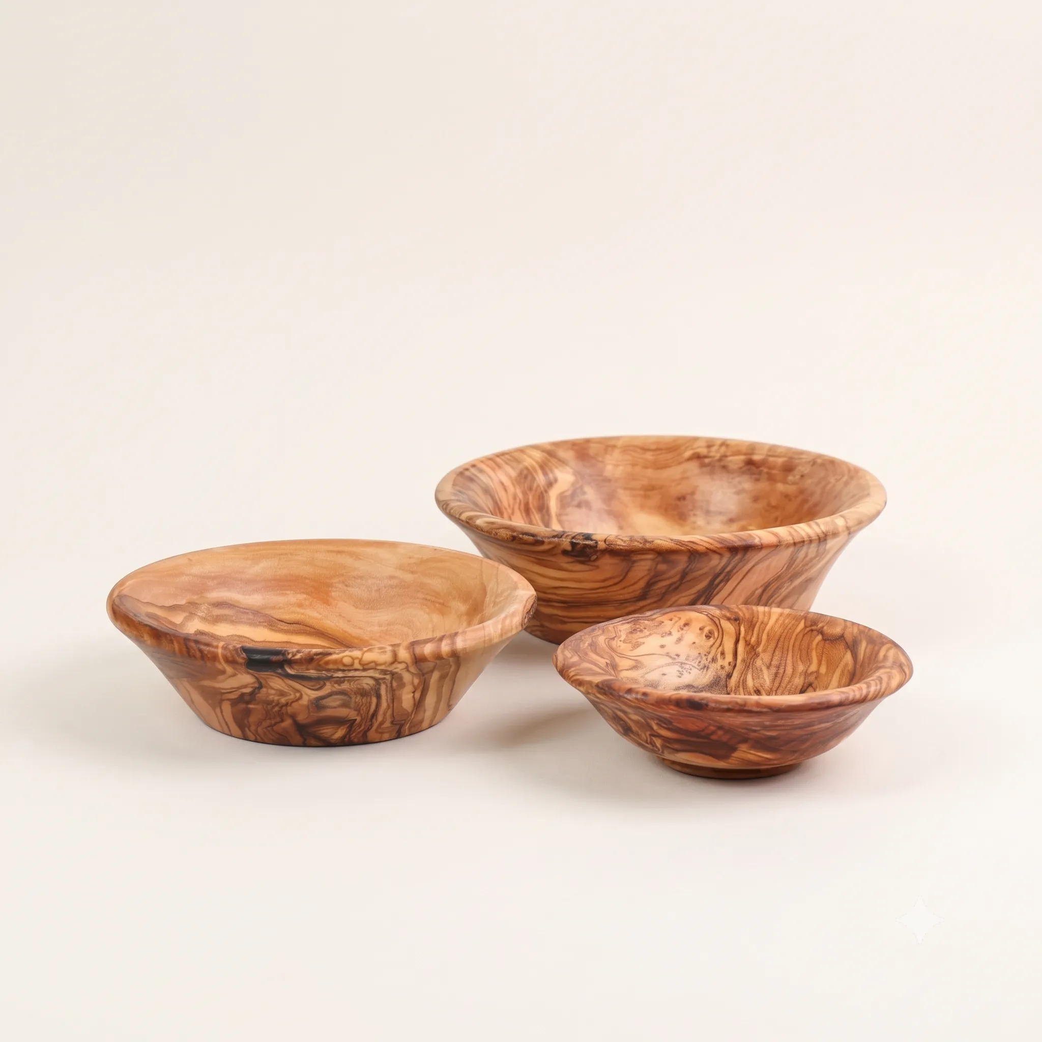 olive wood set of 3 deep dishes
