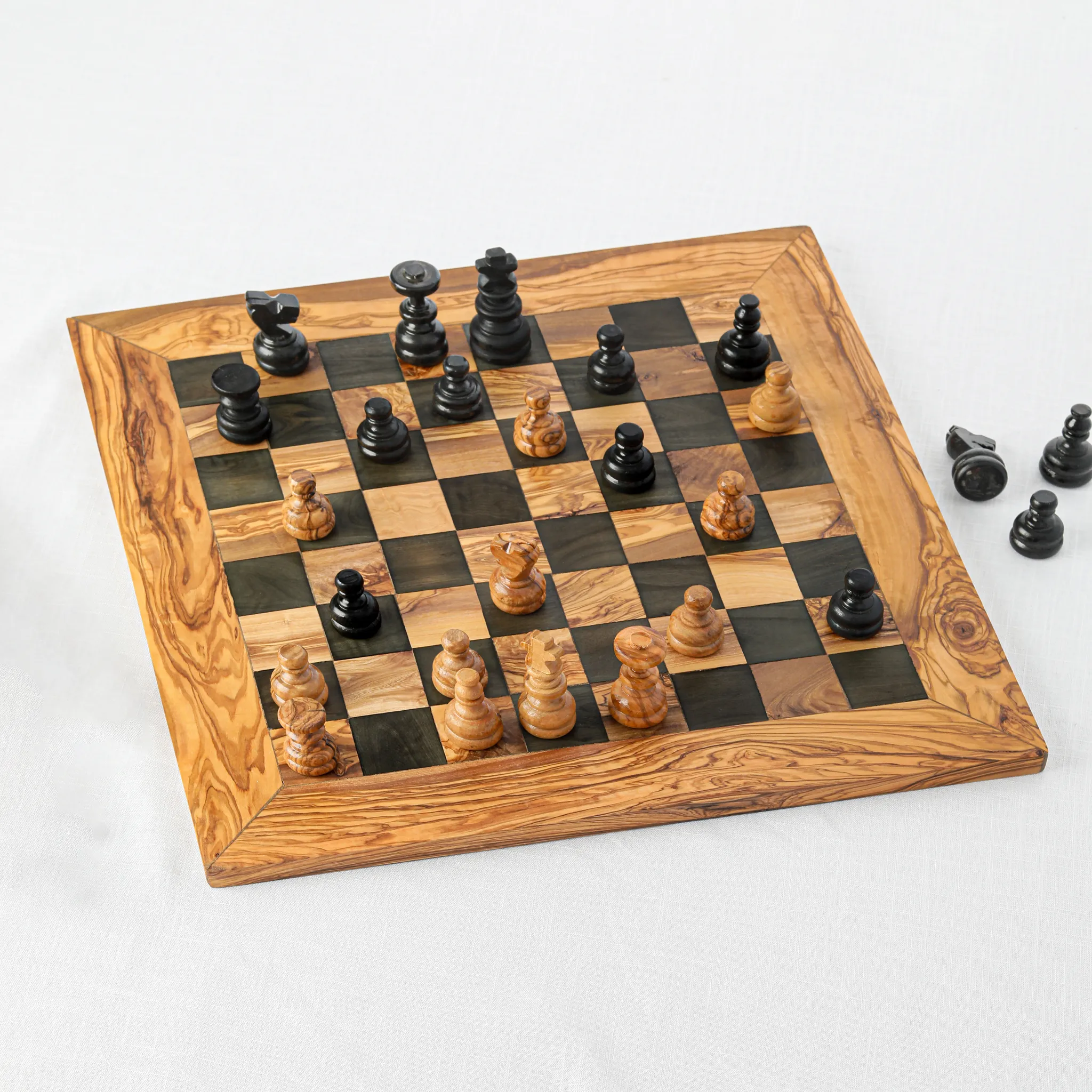 olive wood regular square chess board