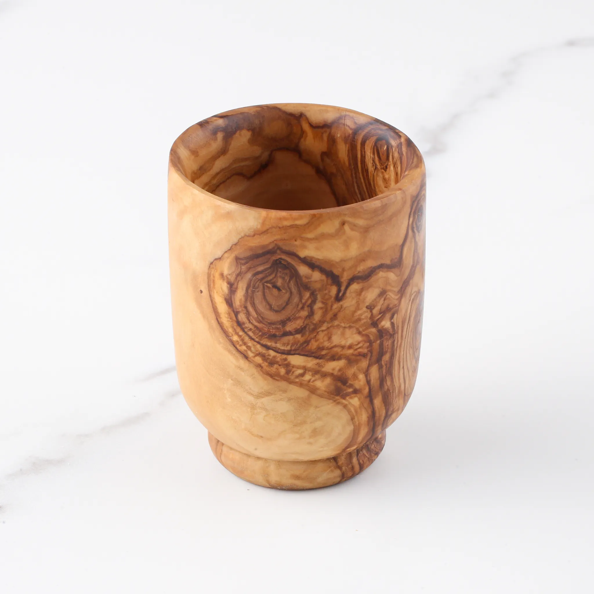olive wood straight drinking cup