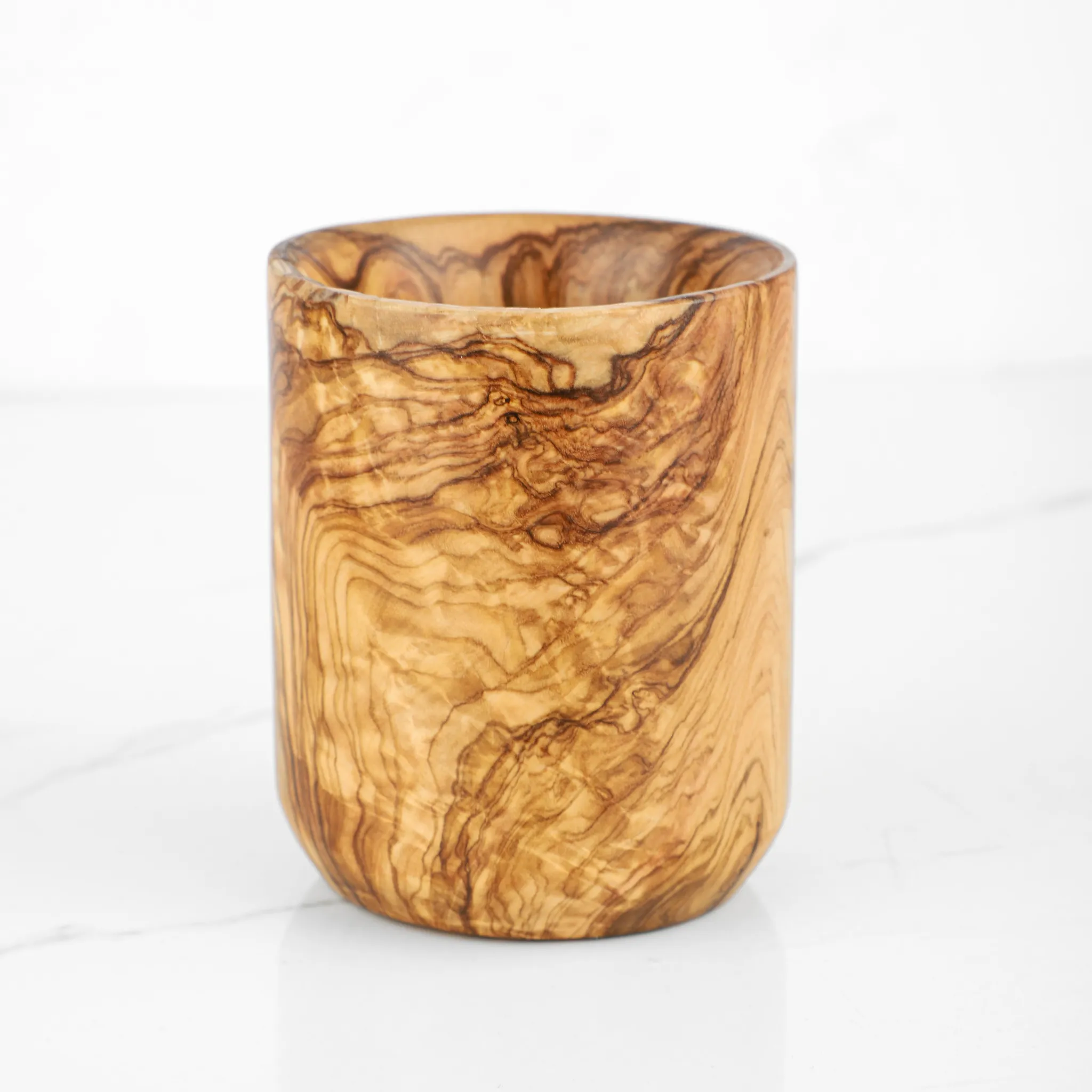 olive wood round drinking cup
