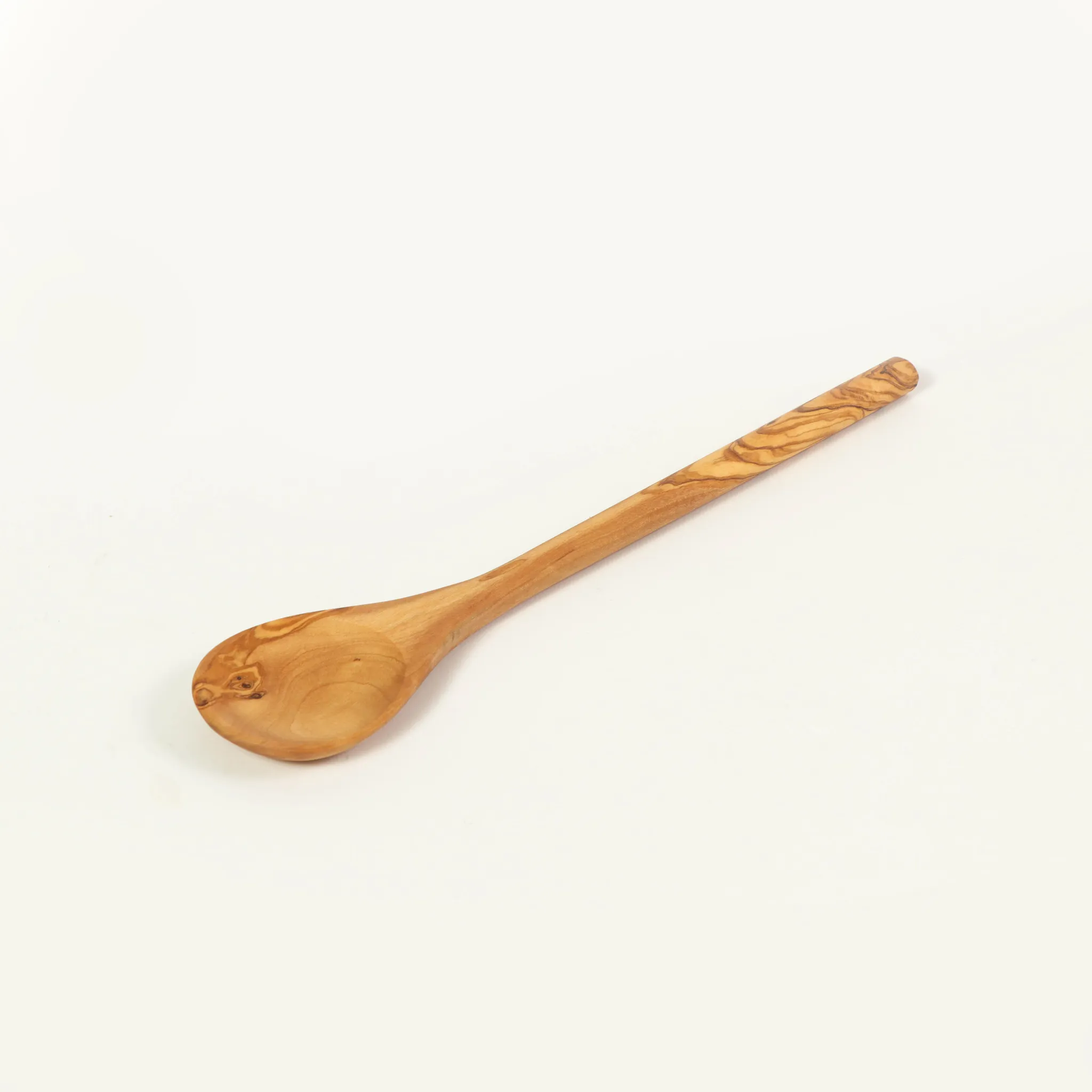 olive wood round bowl mixing spoon