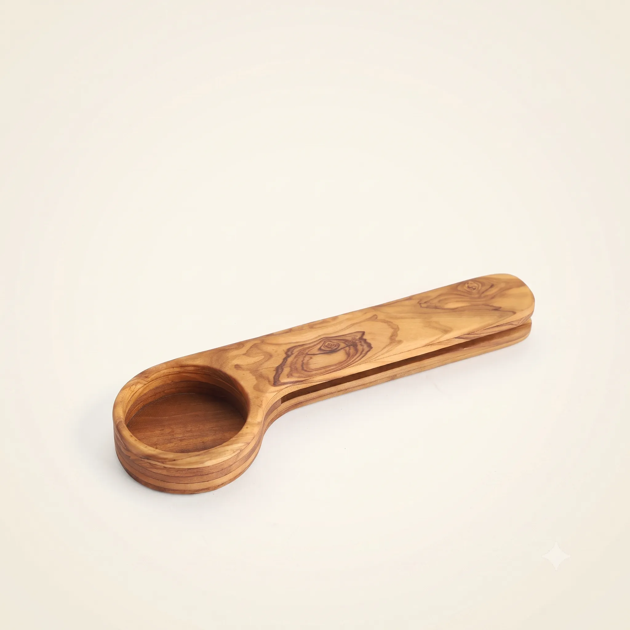 olive wood round coffee scoop