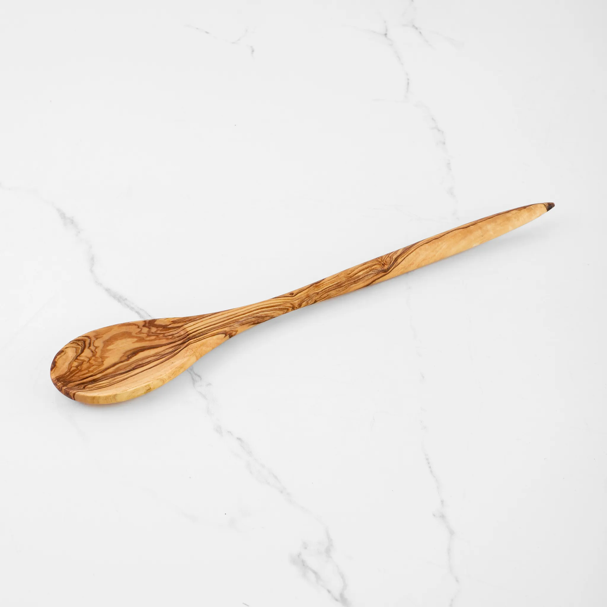olive wood cooking spoon with acute handle