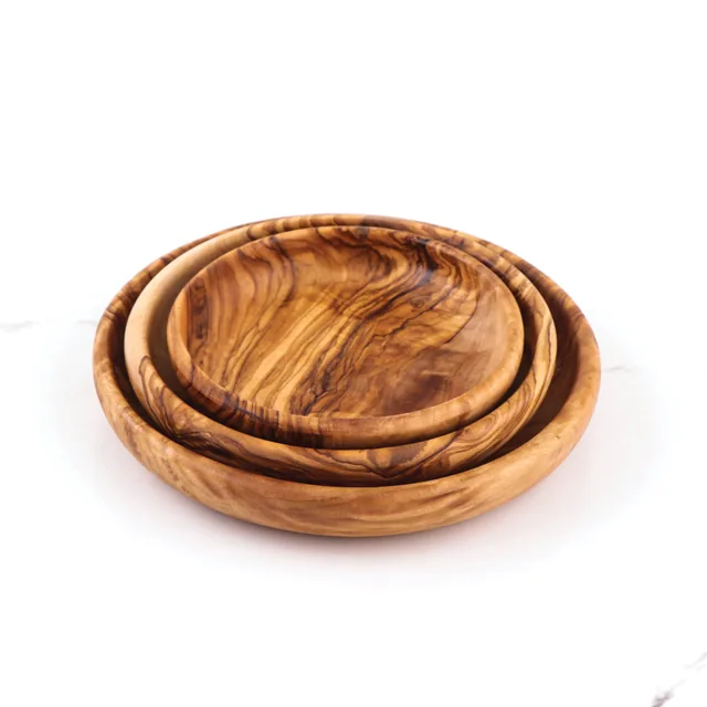 olive wood set of 3 small round dishes