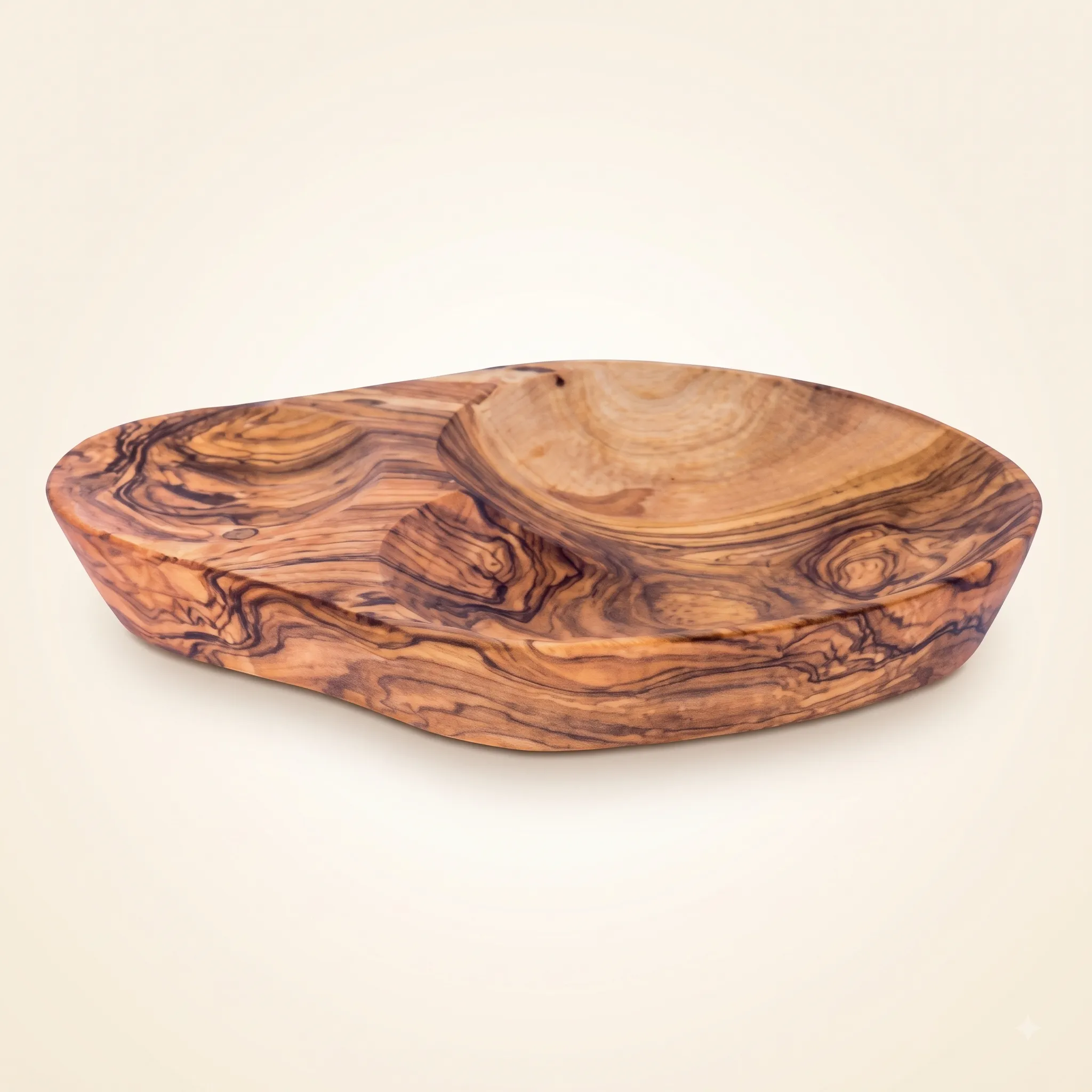 olive wood 2 sections dish