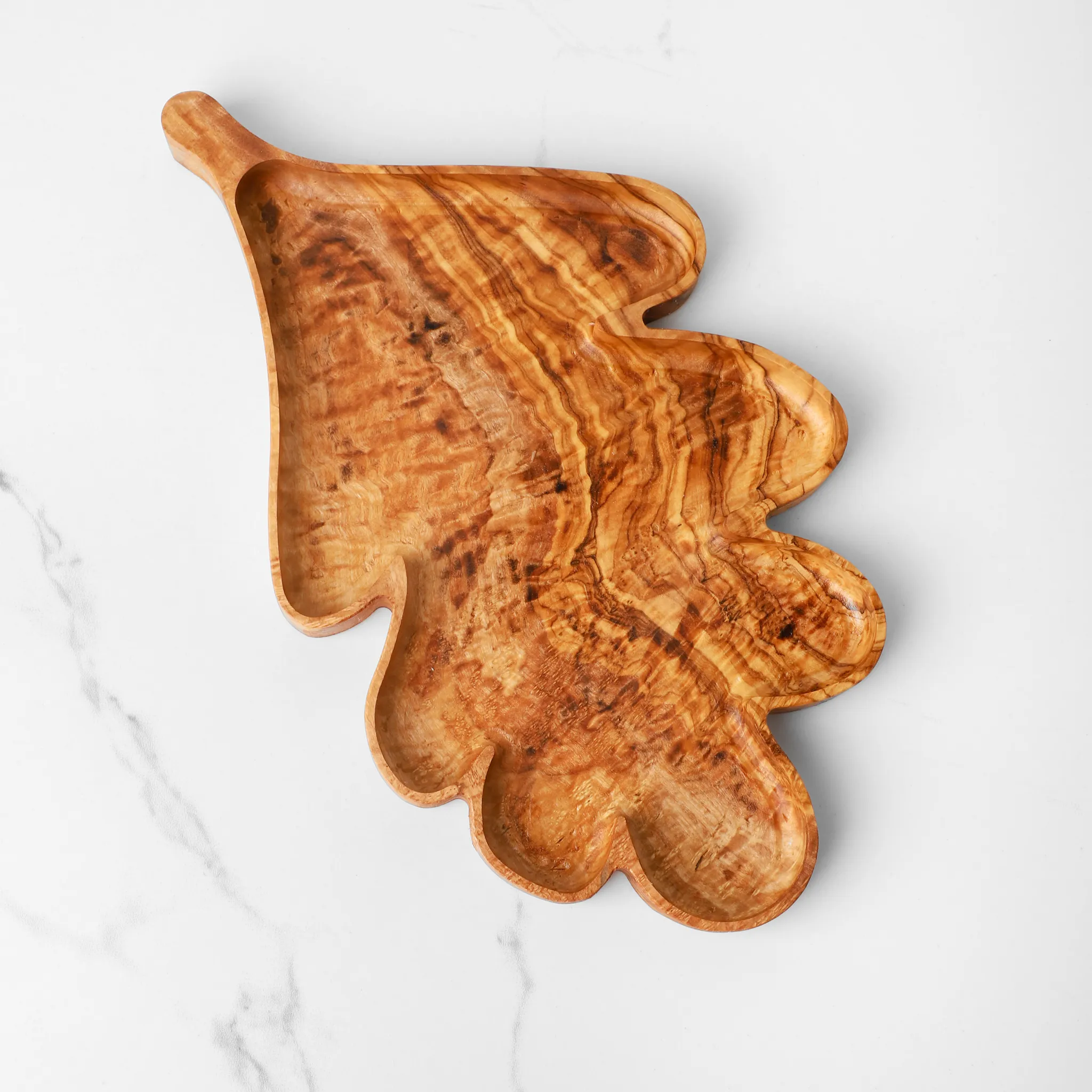 olive wood leaf shape charcuterie tray