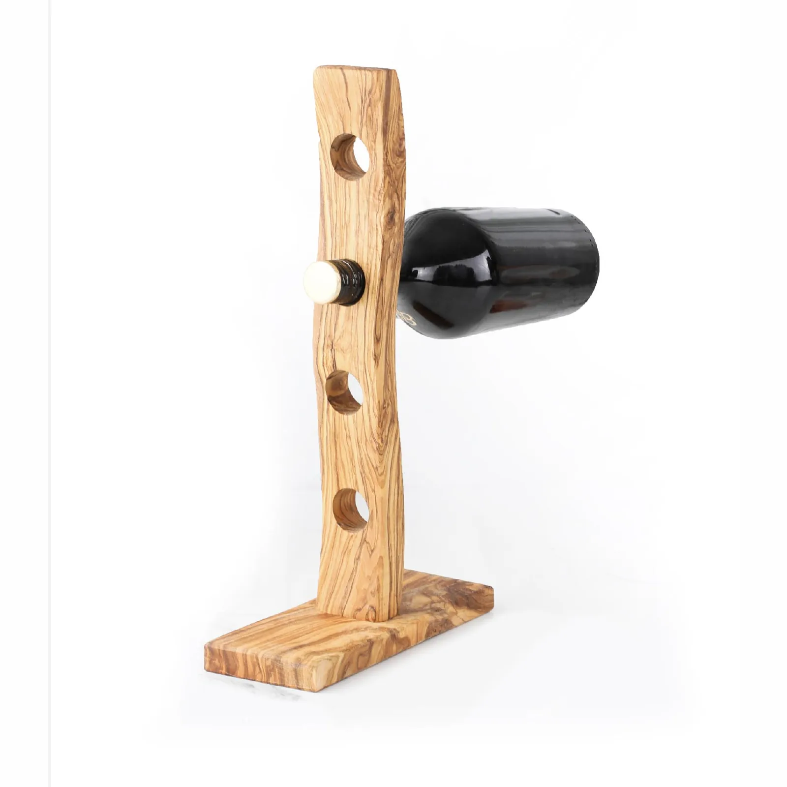 olive wood bottle holder for 4 bottles