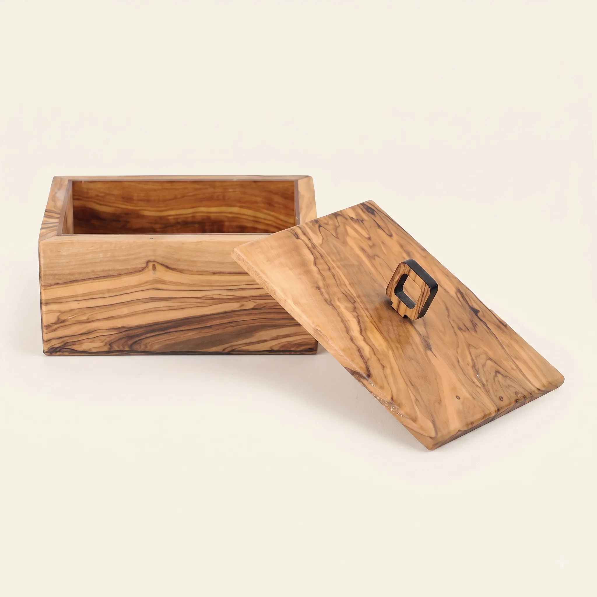 olive wood storage box with lid