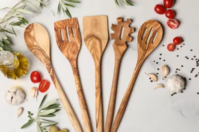 olive wood spoons and spatulas
