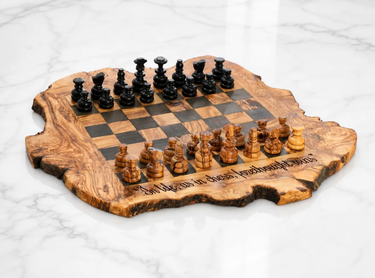 Échecs et jeux de société en bois d’olivier — olive wood
